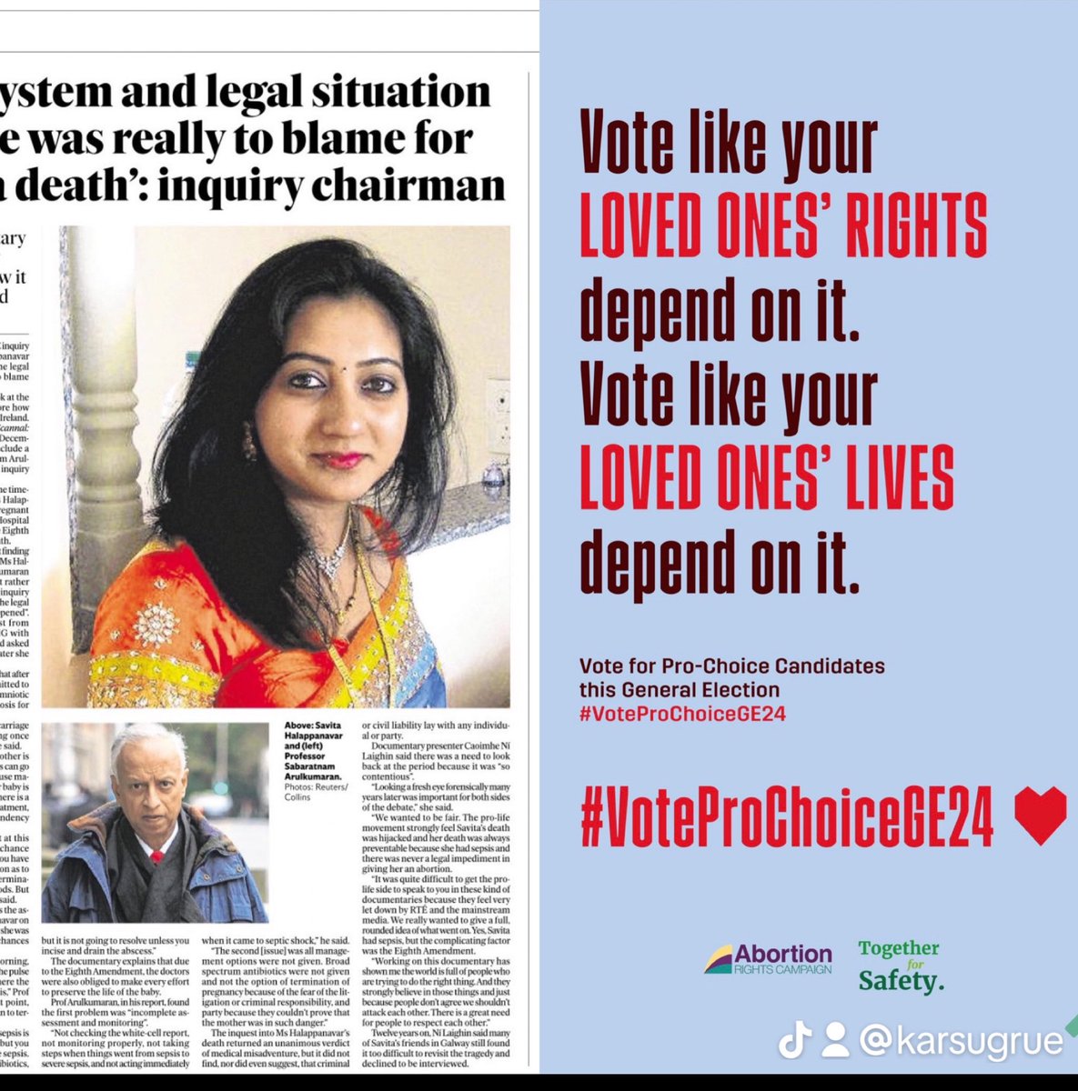 KarSugrue's tweet photo. Vote pro-choice on Friday so that this never happens again 

#ge24 #Limerick #VoteLeftTransferLeft #Savita #VoteProChoiceGE24 https://t.co/E6yVZEwR5A