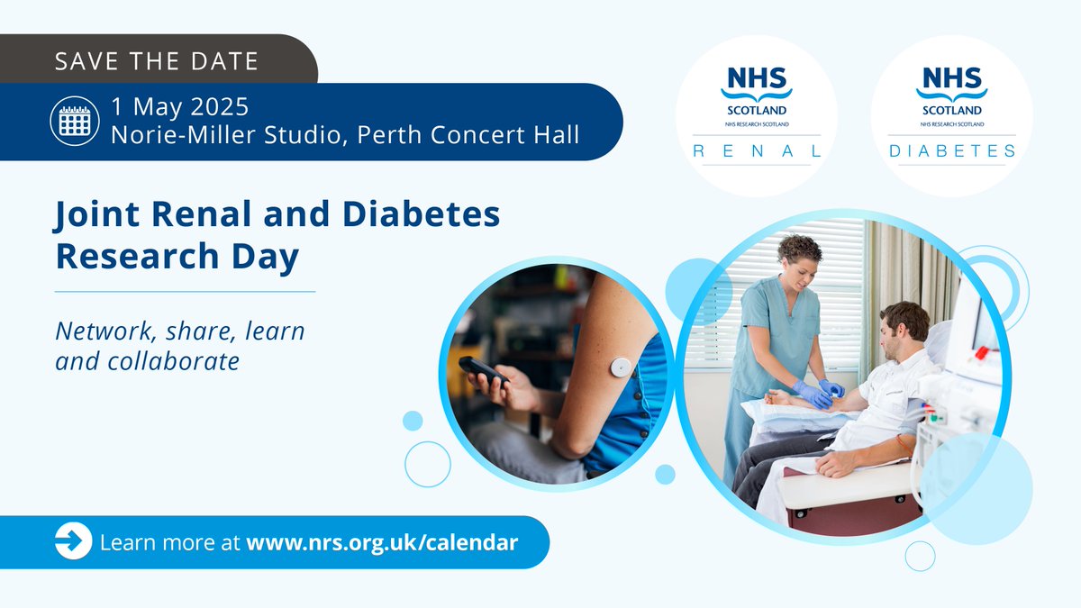 NRS Renal Specialty (@nrsrenal) on Twitter photo Save the date! <a href="/nrsrenal/">NRS Renal Specialty</a> and <a href="/NRSDiabetes/">NRS_Diabetes</a>
are hosting a joint Research Day on Thursday 1st May at <a href="/perthTCH/">Perth Theatre and Concert Hall</a>. More details, including registration, will be available soon. Save the date! <a href="/nrsrenal/">NRS Renal Specialty</a> and <a href="/NRSDiabetes/">NRS_Diabetes</a>
are hosting a joint Research Day on Thursday 1st May at <a href="/perthTCH/">Perth Theatre and Concert Hall</a>. More details, including registration, will be available soon.