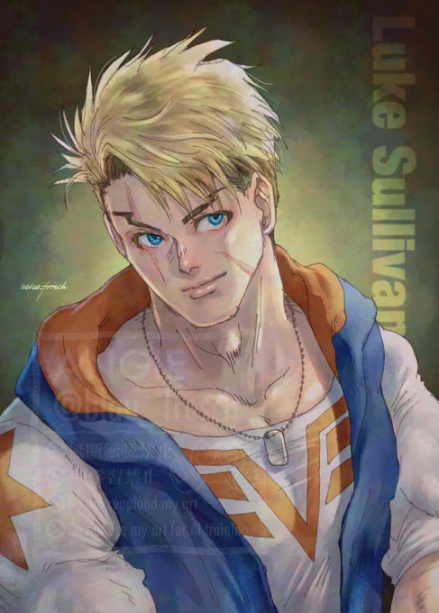 アナログ線画ルークくんに彩色したったー\(๑'ω`๑)/|'-`).。oO(反省点:元画像の照明が暗いからか紙の地肌が残って「輝度を透明度に変換」が上手くいかんかった)#StreetFighter#格ゲーキャラ描こうぜ 