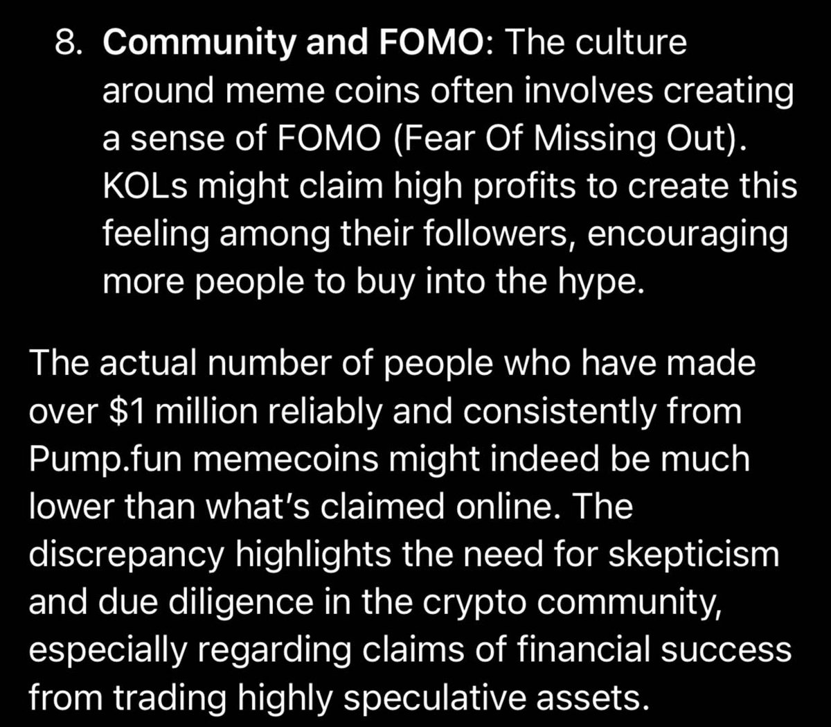 mikesjcameron's tweet photo. Nice to see @grok is absolutely on point.

Always remember when you see KOLs posting on Twitter of making $1 million or $2 million on https://t.co/JF65zACa64 memecoins that the chances of this are incredibly low. 

More than likely you’re exit liquidity on one of their promos. https://t.co/V3p7uBbfye
