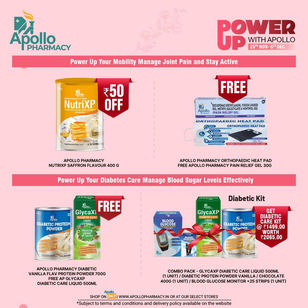 ApolloPharmacy's tweet photo. Make the most of incredible offers on top health and wellness essentials from leading brands. Grab your favourites during our Power Up week and boost your wellbeing!
#PowerUpwithApollo #HealthEssentials #Wellness #Wellbeing #WellnessSavings #SelfCareJourney #HealthEssentials https://t.co/9tfdN5mpxz