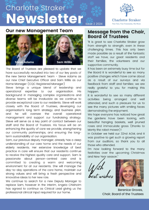 Our latest #newsletter is now available - packed with stories and photos from our #residents and #carehome. Click here to read!

issuu.com/charlottestrak…

#care #carers #elderlycare #residentialcare #nursingcare #respitecare #carehomenorthumberland #carehomenortheast