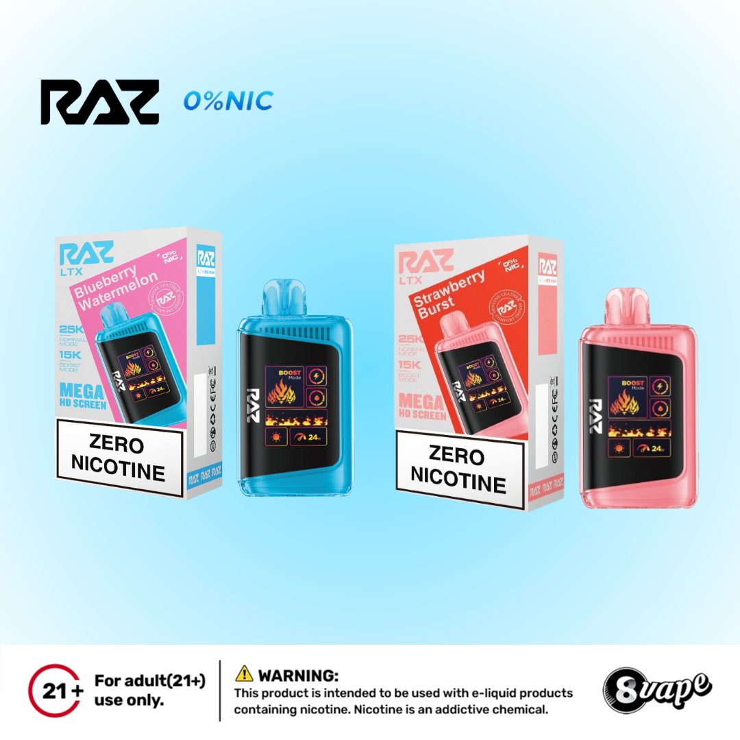 EightVape's tweet photo. New Arrival! 🚨
Meet the RAZ DC25000 
✅ 0% Nicotine
✅ 800mAh Rechargeable Battery
✅ Draw-Activated
✅ Premium Genuine Leather Design
Which flavor would you love to try? 
https://t.co/XXRVg5uv8Q
#RAZDC25000  #ZeroNicotine #VapeLife #VapeCommunity #VapeGear #VapingStyle https://t.co/gFDtjGyUeB