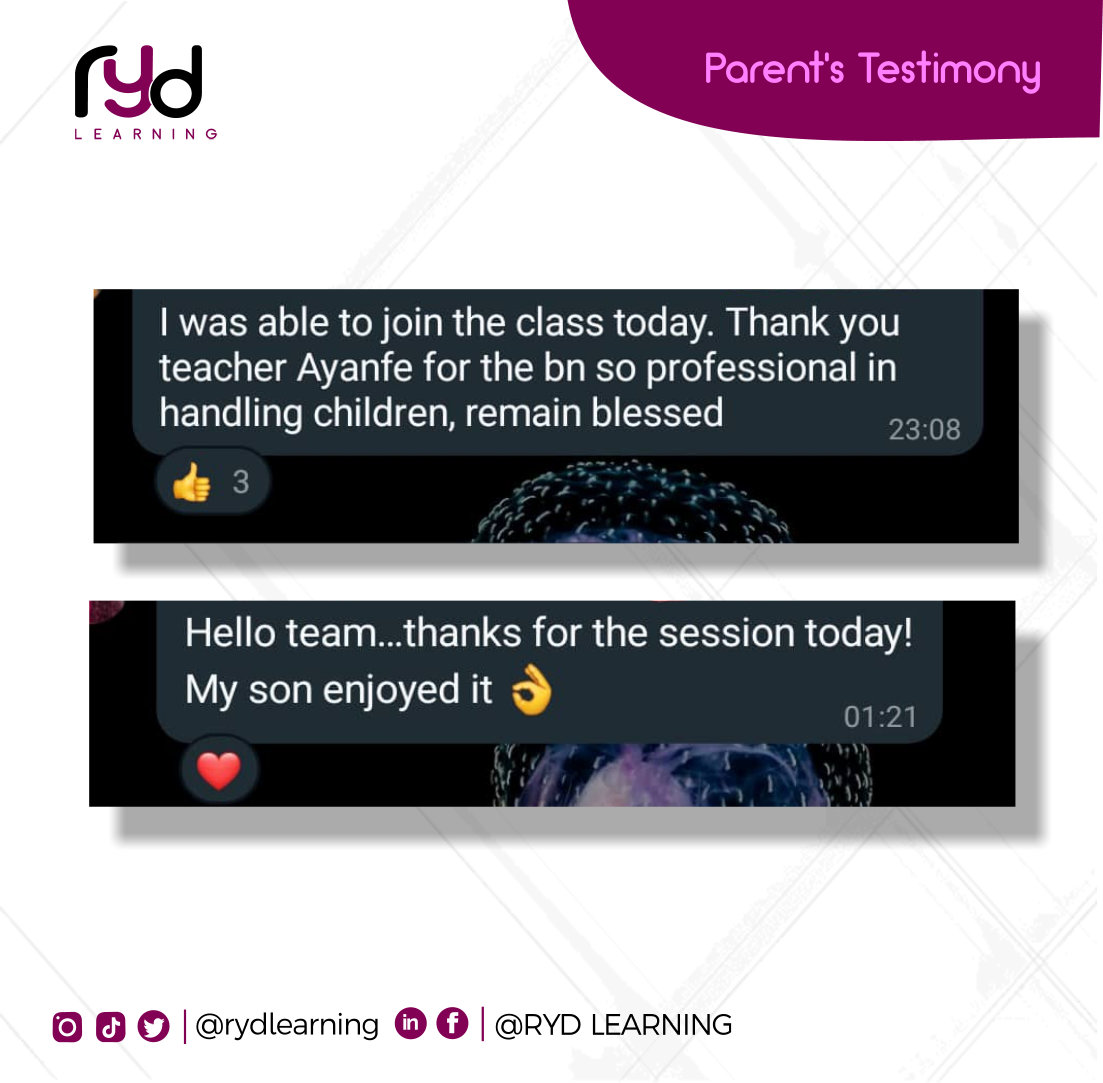rydLearning's tweet photo. Our greatest reward? Happy parents and inspired students!💃
When parents share their gratitude, we know we're making an impact.

Thank you for trusting us to spark your child's tech journey.❤️

#RYDLearning #rydlearning #eduskills #kidstech #education #learntocode #pyton https://t.co/pv08oMDK9V