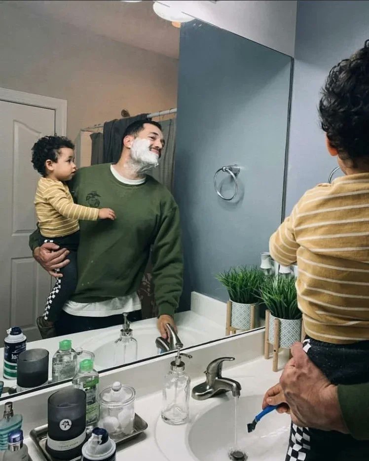 Teaching Steven how to shave… aka cutting someone’s else face with razor