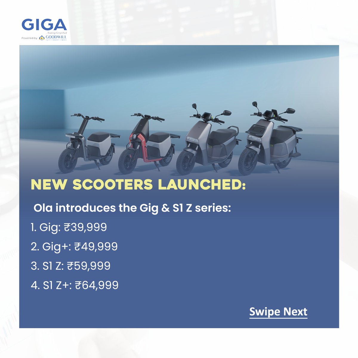 GoodwillGiga's tweet photo. OLA Electric Soars 8% 👇🏽

#ola #ev #gigatamil #giga #trading #stockmarket #stocktrading #investing #investment https://t.co/11kMej54mz