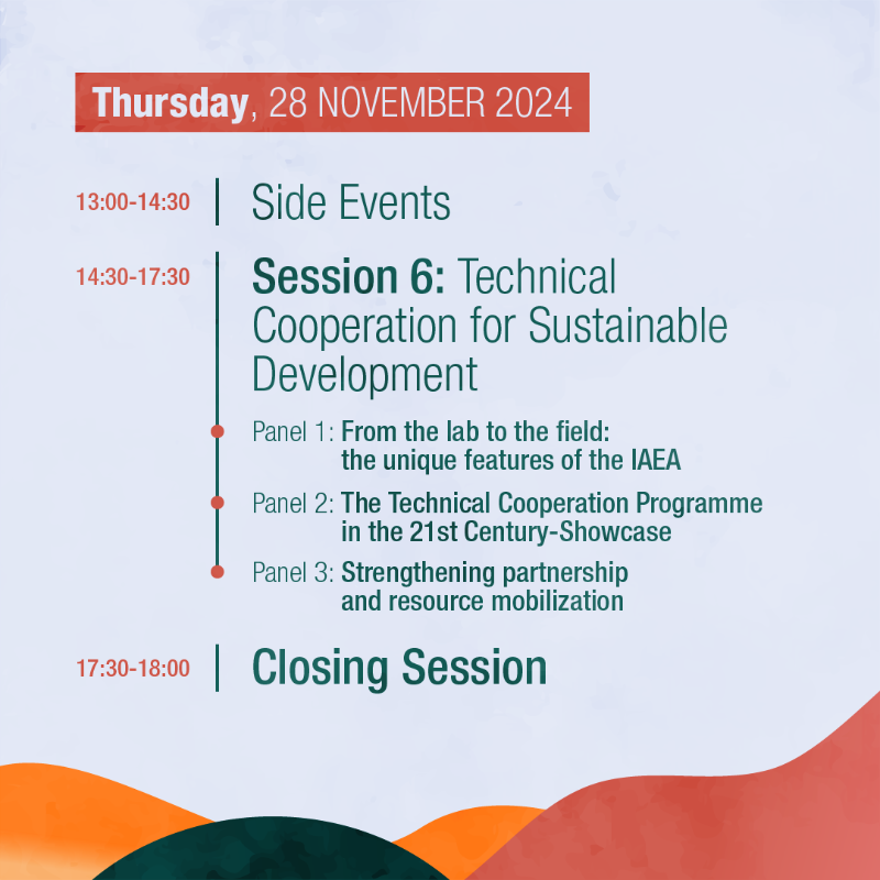 iaeaorg's tweet photo. It's the final day of the 2024 #IAEAMinisterial Conference! Join today's sessions on climate change mitigation, monitoring and adaptation, water resources management and technical cooperation—all harnessing the power of nuclear science and technology.

▶️ https://t.co/A9GnzCqqM3