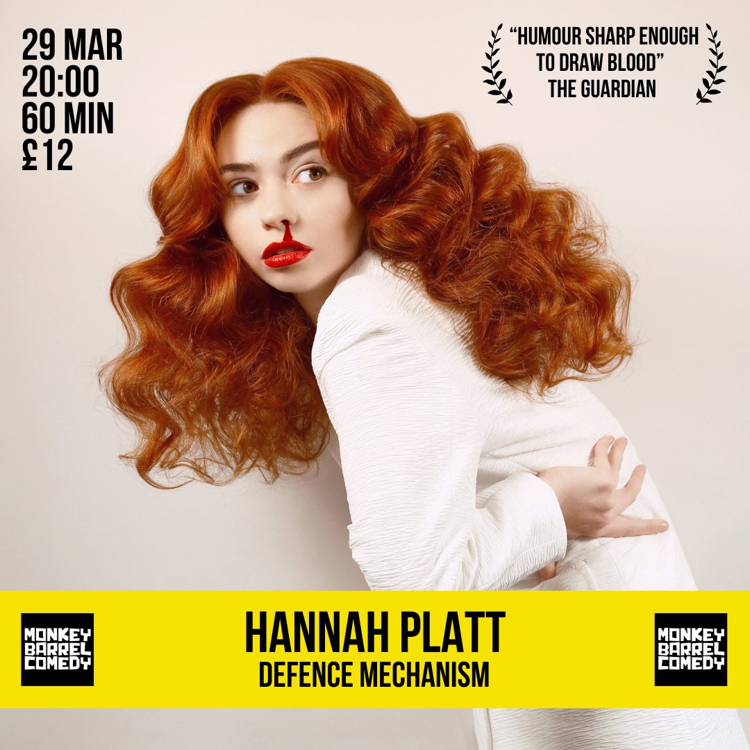 Monkey Barrel Comedy (@barrelcomedy) on Twitter photo <a href="/tiernancomedian/">Dan Tiernan</a> <a href="/KateLoisElliott/">Kate-Lois Elliott</a> Hannah Platt: Defence Mechanism
(<a href="/hannahtheplatt/">hannah platt</a>)
29th Mar - 8PM
🎟️ events.liveit.io/monkey-barrel-… <a href="/tiernancomedian/">Dan Tiernan</a> <a href="/KateLoisElliott/">Kate-Lois Elliott</a> Hannah Platt: Defence Mechanism
(<a href="/hannahtheplatt/">hannah platt</a>)
29th Mar - 8PM
🎟️ events.liveit.io/monkey-barrel-…