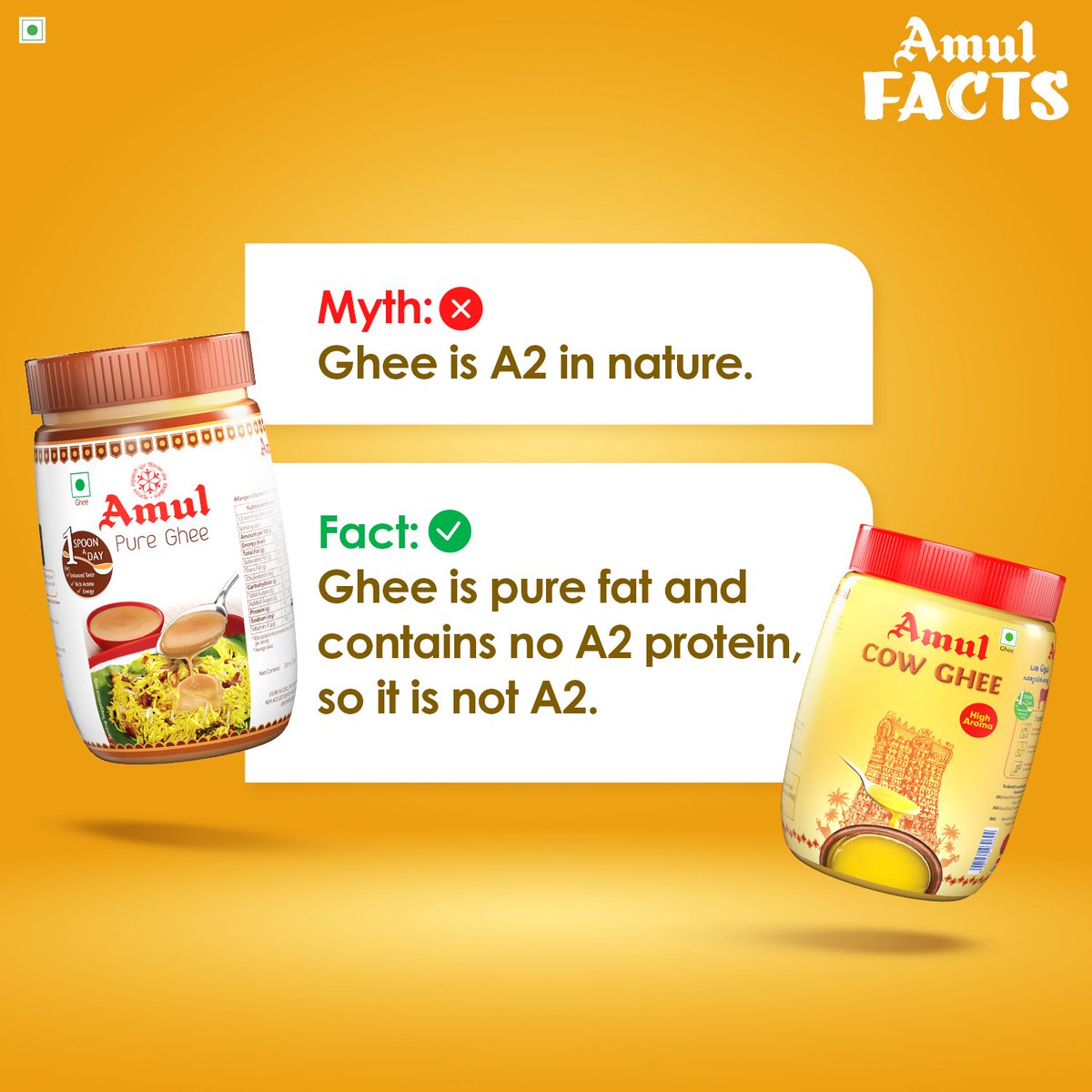 Amul_Coop's tweet photo. Pure Ghee is a wholesome and natural source of good fats for your body. Tell us in the comments if you're a ghee lover.
#Amul #AmulGhee https://t.co/3kXIK16V5i