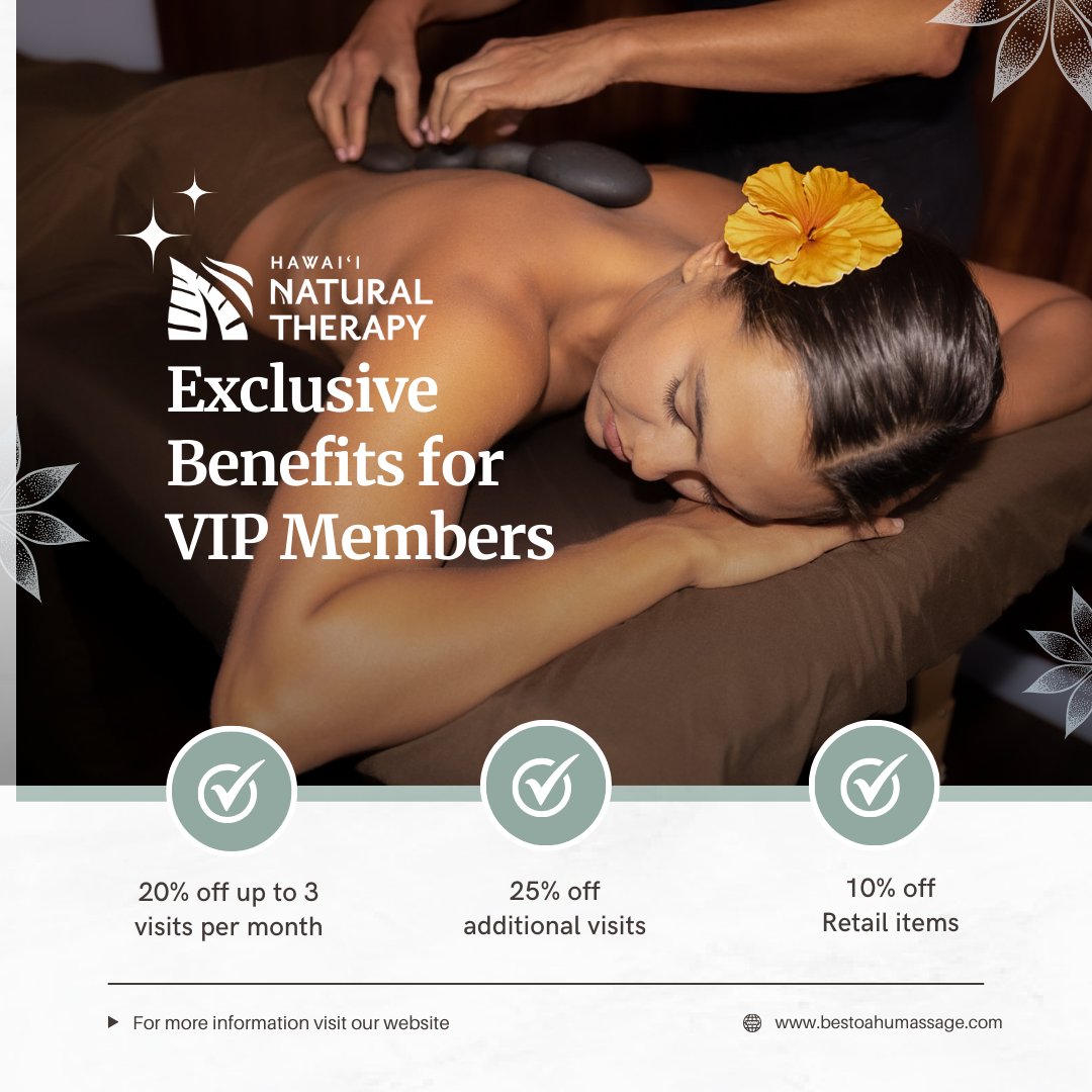HNTCMassage's tweet image. As a VIP Member, your self-care journey comes with amazing perks. 
As a VIP member you get to treat yourself to the relaxation you deserve, because VIPs like you deserve the best. 💆‍♀️💆‍♂️

📅 Not a member yet? Join today and start enjoying these exclusive benefits.

#VIPBenefits