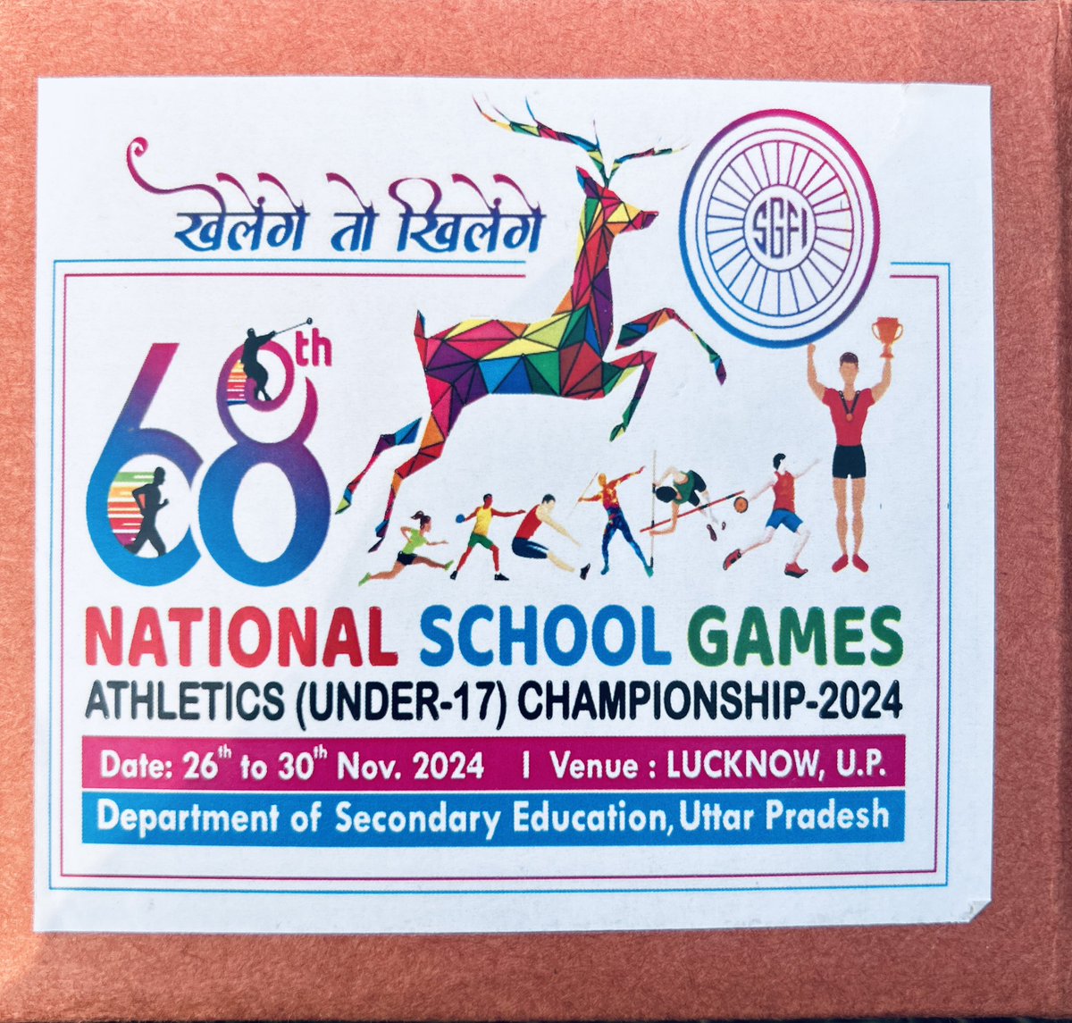 pranithaathlet's tweet photo. Day 02### 
LUCKNOW 

NATIONAL SCHOOL GAMES ATHLETICS (UNDER-17) CHAMPIONSHIP-2024
Date: 26" to 30" Nov. 2024
1 Venue : LUCKNOW, U.P.
Department of Secondary Education, Uttar Pradesh https://t.co/ZTDEoI8vkD
