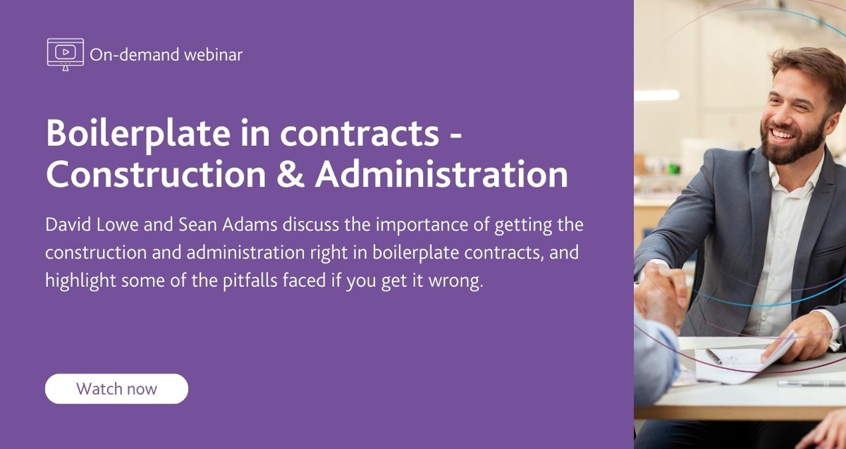 📝 We've got the need-to-know information on boilerplate contracts!  

In our latest video, Partners David Lowe and Sean Adams discuss best practices for construction and administration clauses in contracts.  

Watch now 👇
gowlg.co/3Oqz37a