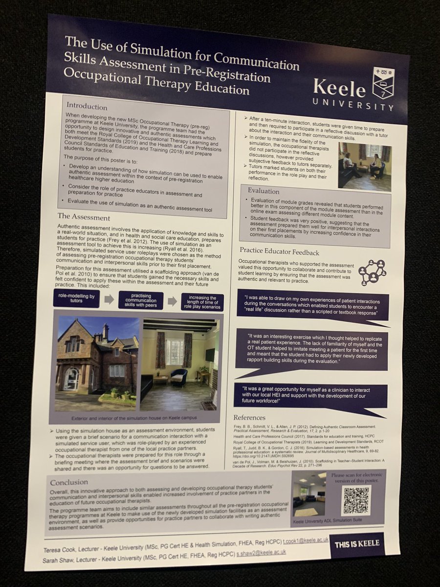 Sarah Shaw (was Carter) (@sarah_shaw_ot) on Twitter photo Excited to be <a href="/TheOTShow/">The OT Show</a> <a href="/thenec/">The NEC</a> …presenting our poster on the use of simulation for authentic communication assessment in our OT programme <a href="/KeeleUniversity/">Keele University 🐿️</a> …come and find us in the poster area! Excited to be <a href="/TheOTShow/">The OT Show</a> <a href="/thenec/">The NEC</a> …presenting our poster on the use of simulation for authentic communication assessment in our OT programme <a href="/KeeleUniversity/">Keele University 🐿️</a> …come and find us in the poster area!