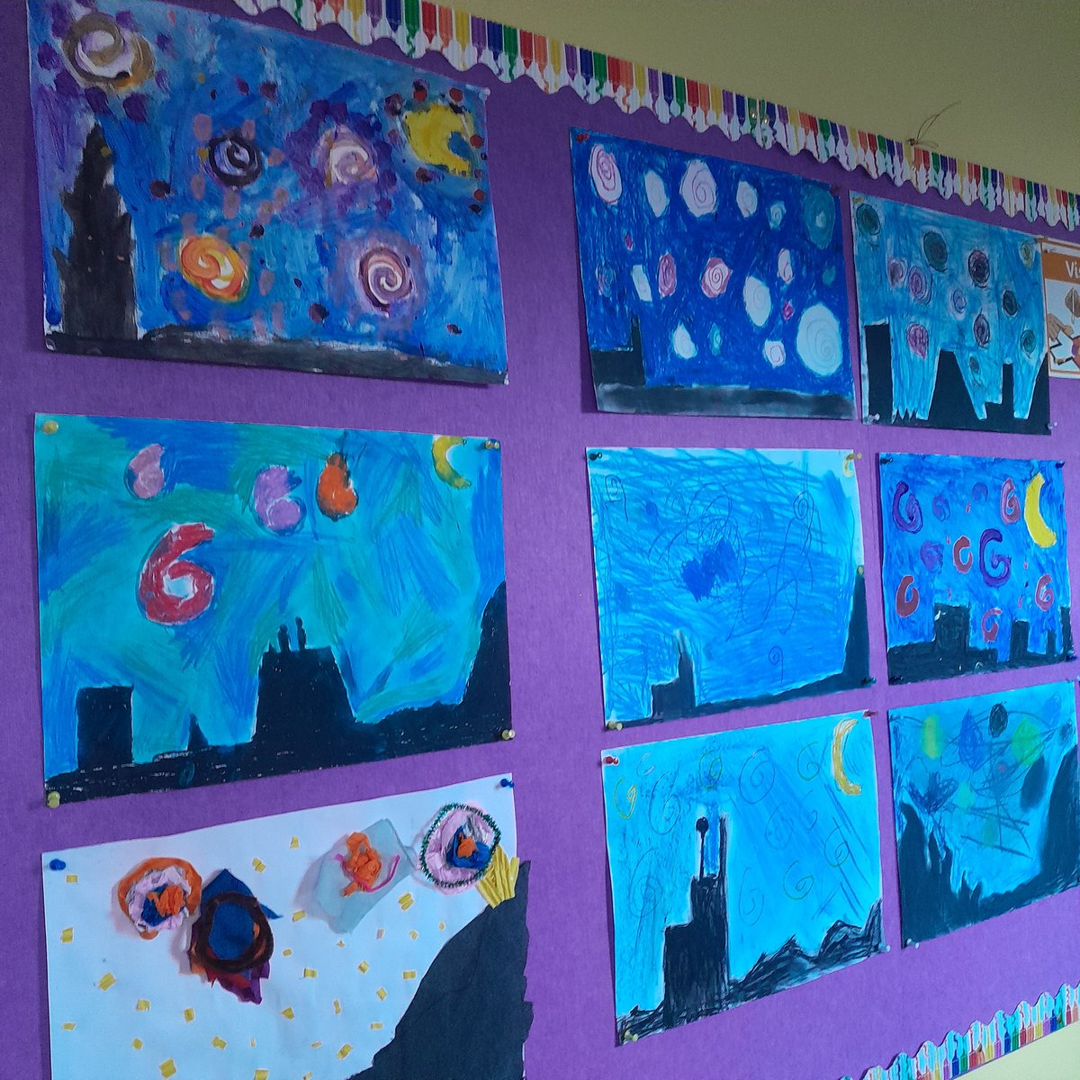 Miss Clune's Second Class were inspired by Vincent Van Gogh's Starry, Starry Night.
