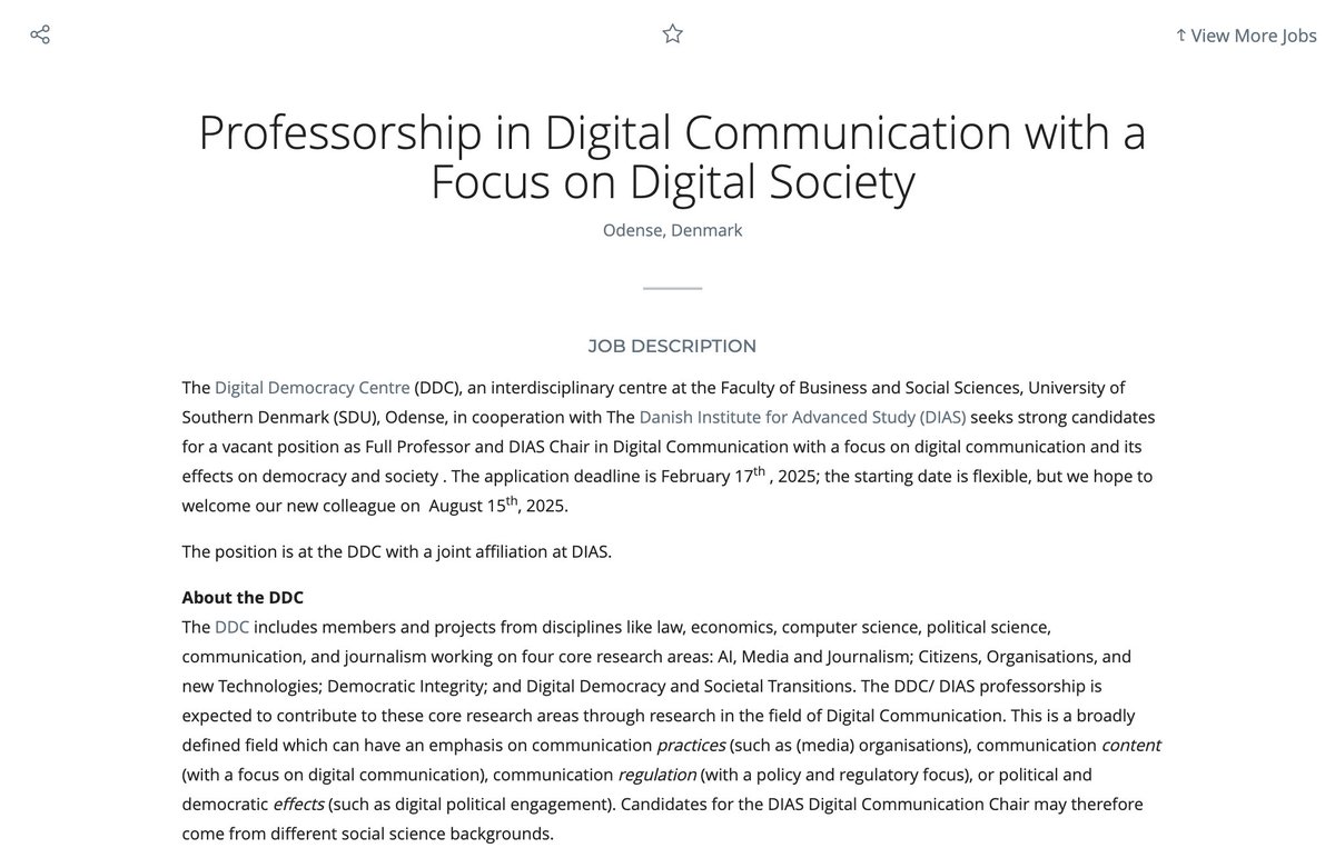Hannes Cools ๐ฅ - @hannescools.bsky.social (@coolshannes) on Twitter photo ๐จDigital Democracy Centre is hiring full professor ๐จ
Professorship in Digital communication & society.
Join a fantastic group of researchers in DK ๐ฉ๐ฐ
Any questions - <a href="/claesdevreese/">Claes de Vreese</a> (go to bsky ๐ฆ ;))
๐๏ธ Apply before February 17!
Full job post: โฆsd-saasfaprod1.fa.ocs.oraclecloud.com/hcmUI/Candidatโฆ ๐จDigital Democracy Centre is hiring full professor ๐จ
Professorship in Digital communication & society.
Join a fantastic group of researchers in DK ๐ฉ๐ฐ
Any questions - <a href="/claesdevreese/">Claes de Vreese</a> (go to bsky ๐ฆ ;))
๐๏ธ Apply before February 17!
Full job post: โฆsd-saasfaprod1.fa.ocs.oraclecloud.com/hcmUI/Candidatโฆ