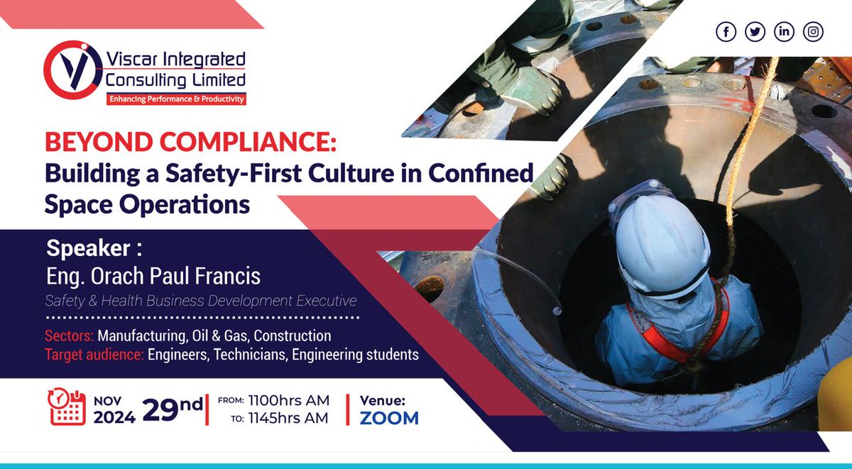 ViscarUg's tweet image. #UpcomingWebinar 

What’s the biggest overlooked risk in confined spaces? How can organizations better protect workers?

Join us this Friday for #ConfinedSpaceSafety insights with @that_guy_Orach.

Let’s prioritize safety—don’t miss it!