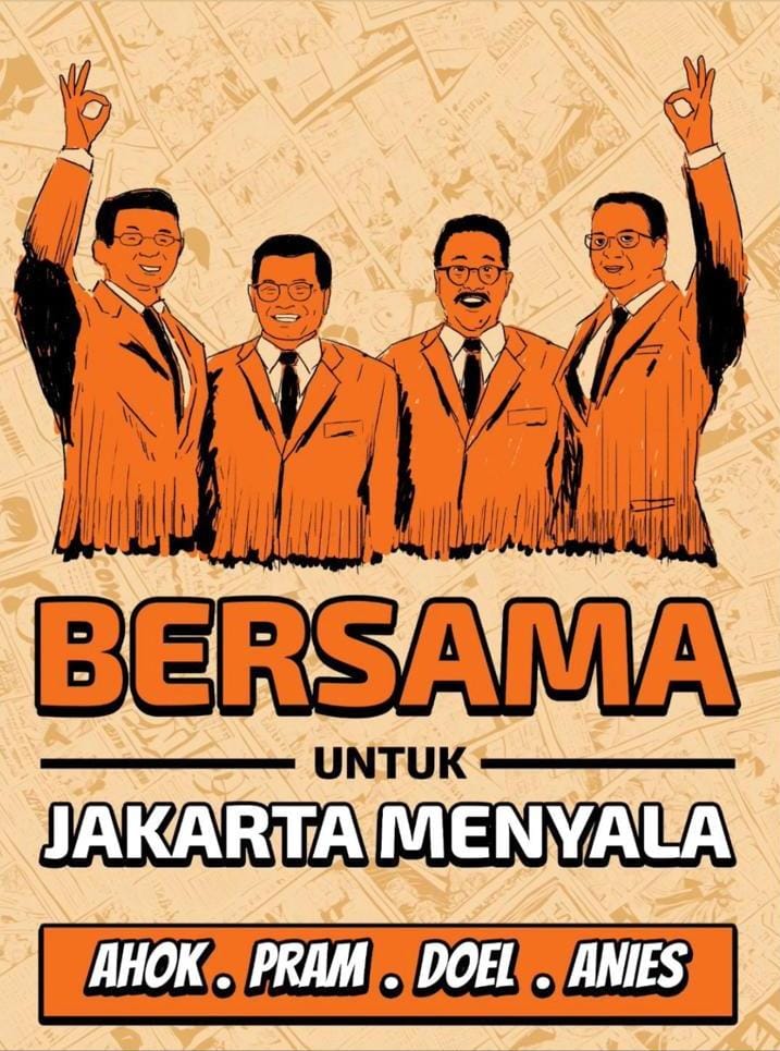 Hikmah dari Pilkada DKI Jakarta tahun ini adalah bisa mempersatukan pendukung Ahok &amp; Anies yang sempat terpecah belah selama 7 tahun dan bisa dipersatukan oleh kepentingan &amp; tujuan yang sama. Terima kasih mas Pram &amp; Bang Doel. Jakarta Menyala.