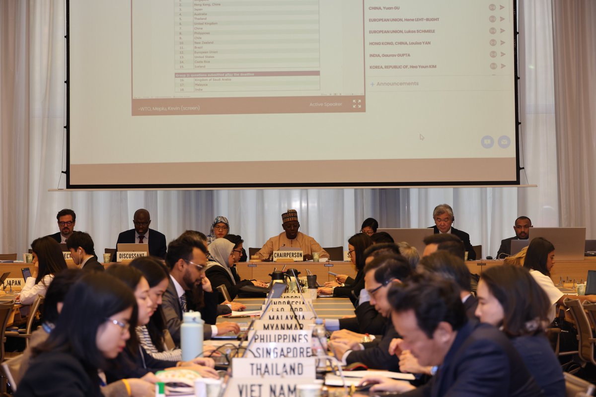 #BruneiDarussalam 🇧🇳 undergoes today and Friday its fourth WTO Trade Policy Review. Dr Hajah May Fa'ezah Binti Haji Ahmad Ariffin, Secretary of Economy, Trade and Industry at the Ministry of Finance and Economy, leads the Brunei delegation in Geneva. 
wto.org/english/tratop…