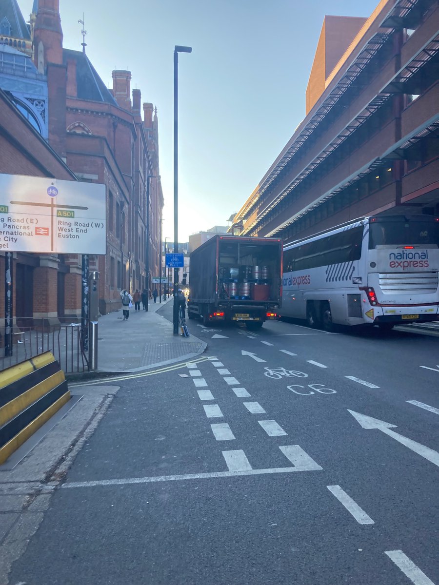 Cycle lanes in Kings X yday. #cyclinglondon