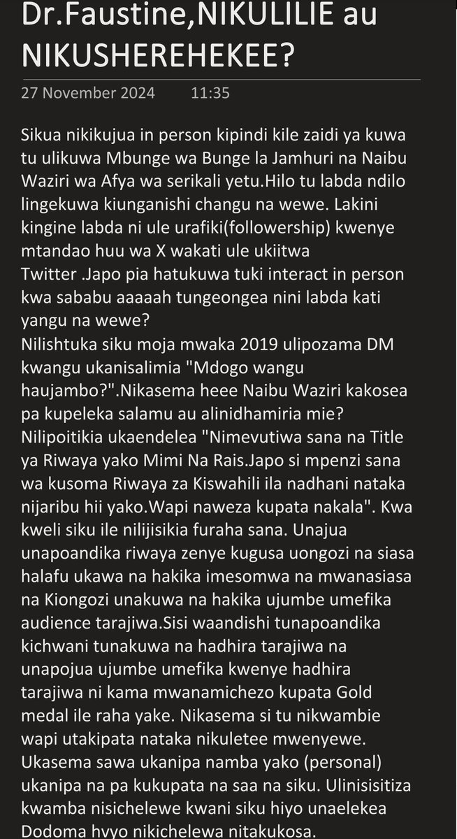 LelloMmassy's tweet photo. Dr.Faustine, NIKULILIE au NIKUSHEREHEKEE?

My personal encounter with Kaka Faustisne Ndugulile.

Thread... https://t.co/fyMYGuF1SP