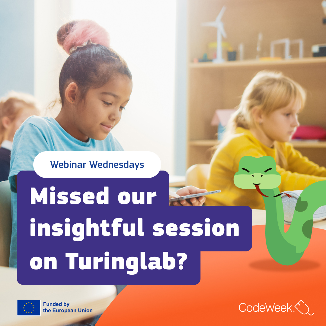 CodeWeekEU's tweet image. 📢 Webinar Wednesdays
Missed the session on Turinglab? Catch the recording &amp; explore this Amazon Future Engineer-backed platform making Python fun &amp; engaging for students! 🖥️✨
🌍Watch now: ow.ly/oNIV50UeKKt
#MeetAndCode #AmazonFutureEngineer #EUCodeWeek