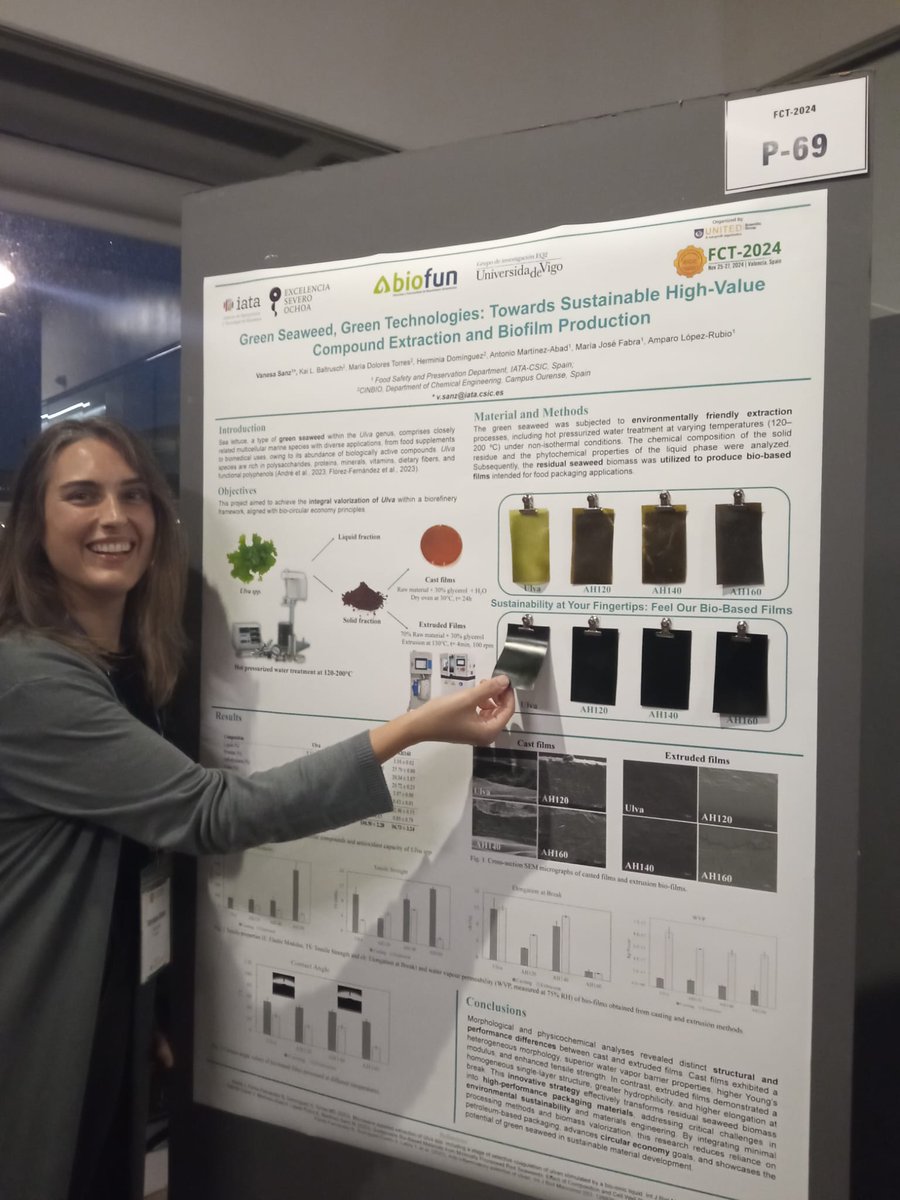 Our researchers <a href="/VaneSanzLlo/">Vane Sanz</a> and <a href="/KioomiLou/">Kioomi Loú-Ramos</a> presented their latest results on #seaweed and #mushroom #biomass #valorization at the #Food Chemistry &amp; Technology congress organized by <a href="/uniscigroup/">United Scientific Group</a> in #Valencia

#FCT2024
#UPRISING <a href="/AgEInves/">Agencia Estatal de Investigación</a> <a href="/CienciaGob/">Ministerio de Ciencia, Innovación y Universidades</a> 
<a href="/iata_csic/">IATA CSIC</a>