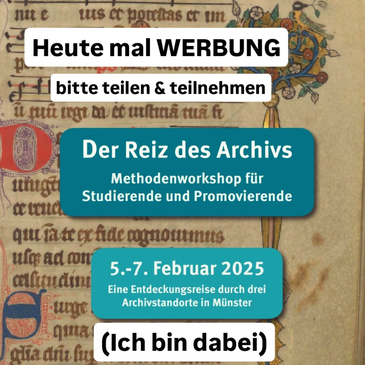 JohnMockingbird's tweet photo. Methodenworkshop für Archivquellen des Mittelalters und der Frühen Neuzeit (1000-1800). Bitte teilen ;) https://t.co/AOO3g81Pho