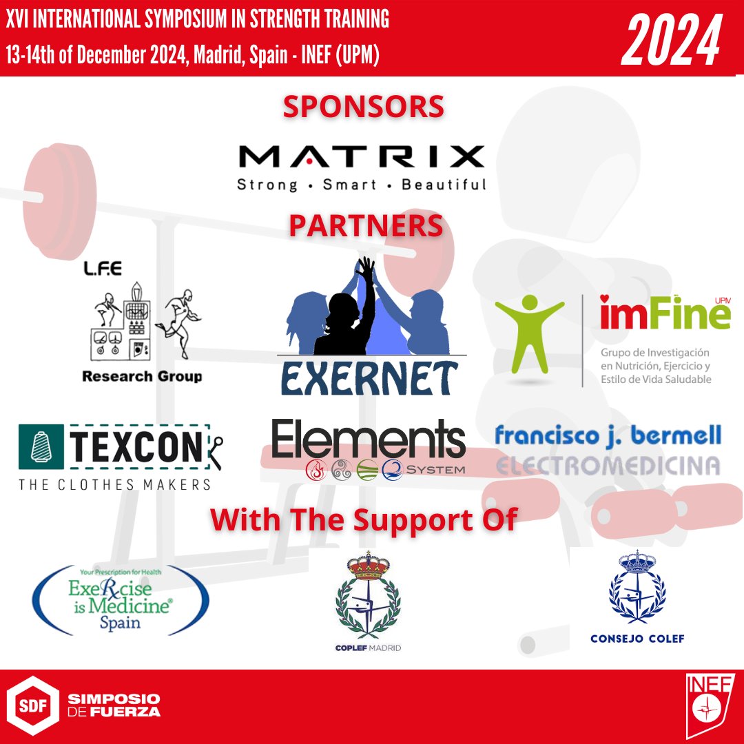 The registration platform for the XVI edition of the Symposium in Strength closes at 23:59 on 2 December. Don't miss this unique opportunity and register through our website before this date: simposiodefuerza.es
<a href="/inefmadrid/">FCCAFyD (INEF). UPM</a>