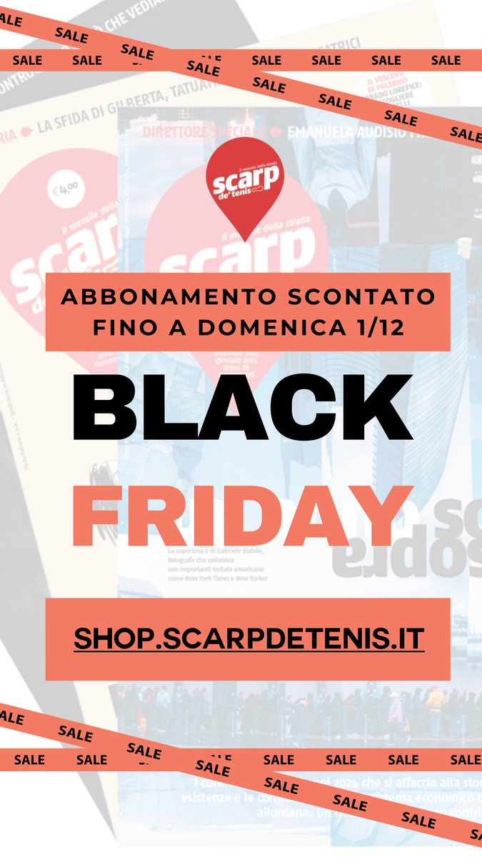 Ecco lo SCARP #BlackFriday!
Fino a domenica sera l’abbonamento digitale o
cartaceo a <a href="/scarpdetenis/">Scarp de' tenis</a> è scontato. Abbonamento
per un anno (10 numeri):
digitale → 20 €
cartaceo → 25 €
Abbonati qui: shop.scarpdetenis.it