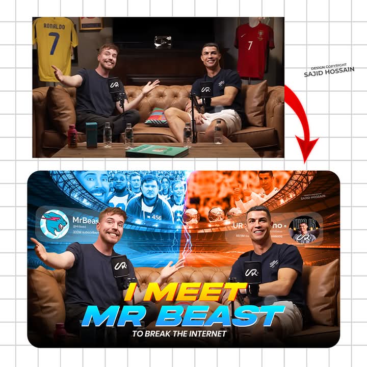 Tired to recreate the thumbnail from <a href="/URCristianoTube/">UR Cristiano</a> and <a href="/MrBeast/">MrBeast</a> latest video ❤️