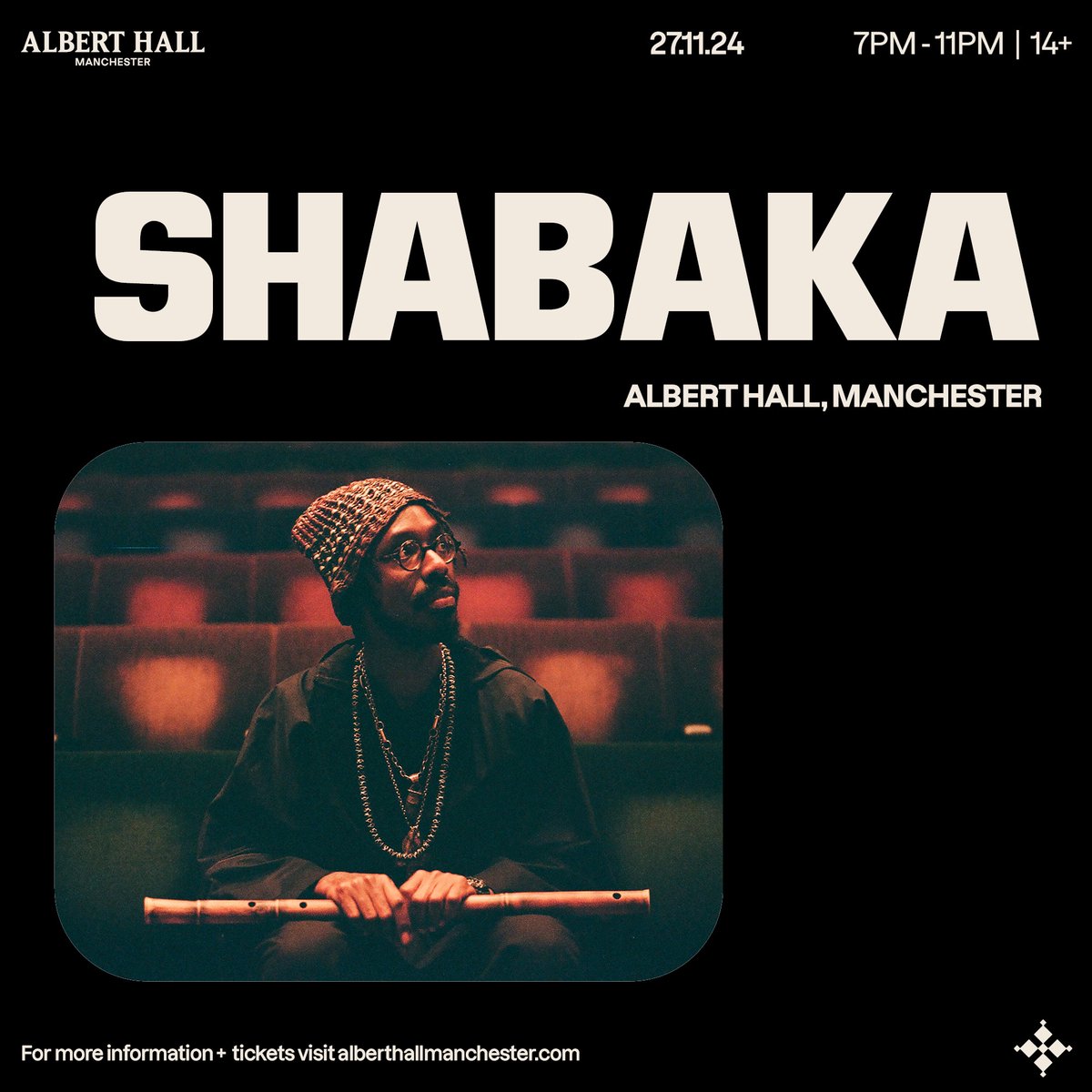 TONIGHT:
Doors - 7pm
<a href="/shabakah/">SHABAKA</a> (solo) - 8pm
Interval - 8:30pm
Shabaka - 8:45pm
Curfew - 11pm

Tickets here (until 6pm): tinyurl.com/2rejarhn
+ on the door tonight
Enjoy the show!