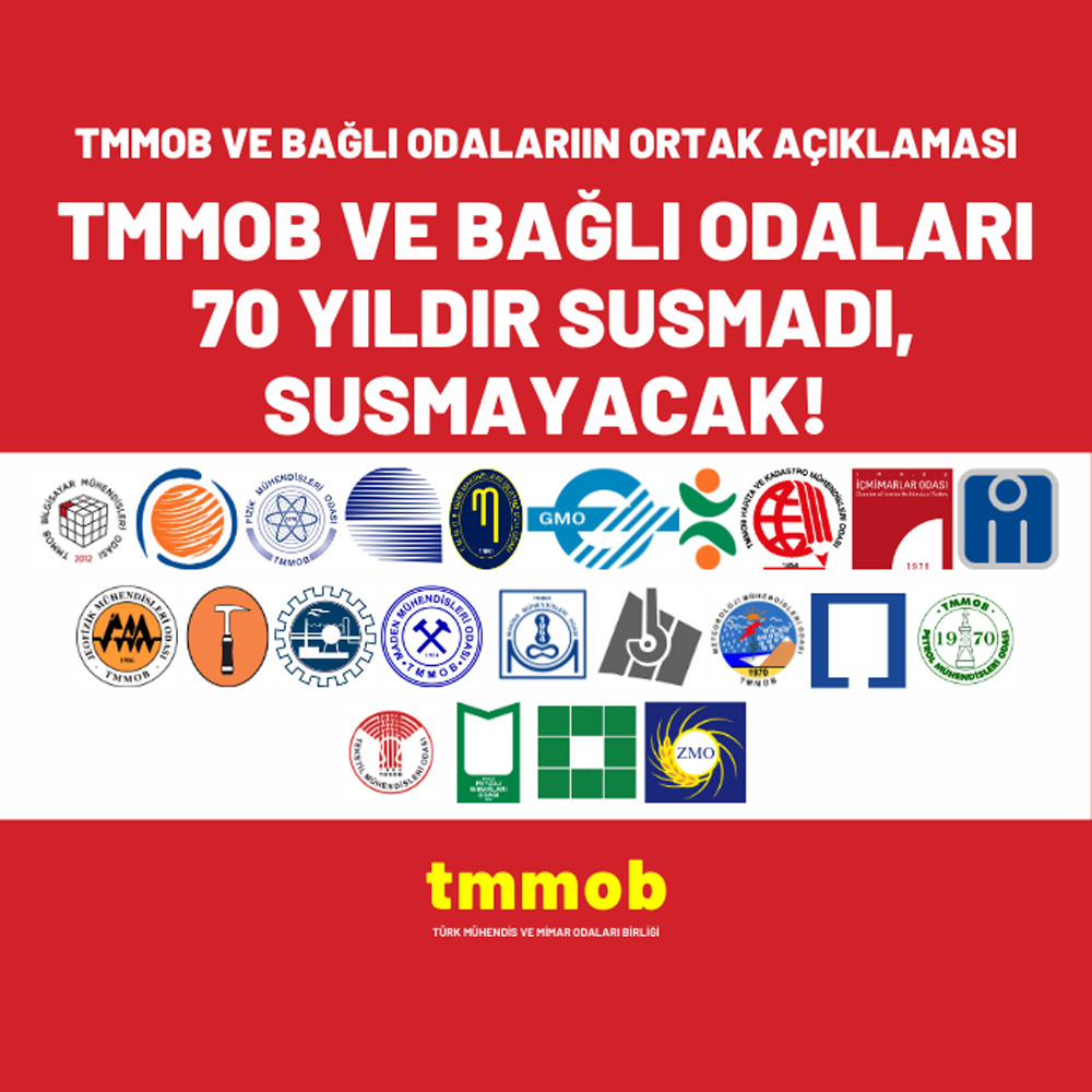 📢 TMMOB ve Bağlı Odaları 70 Yıldır Susmadı, Susmayacak❗️

Açıklama için👇
bit.ly/tmmobvebağliod…
<a href="/TMMOB1954/">TMMOB</a>
