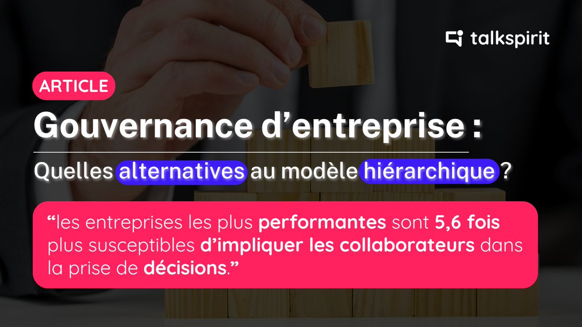 💡 Repensez la gouvernance en entreprise ! 

La hiérarchie classique crée des silos, désengage vos équipes et freine les initiatives. Explorez d'autres modèles organisationnels ! 
Découvrez 4 modèles alternatifs dans notre article publié dans <a href="/TechEthic/">TechEthic</a> 👉 eu1.hubs.ly/H0dWVS90