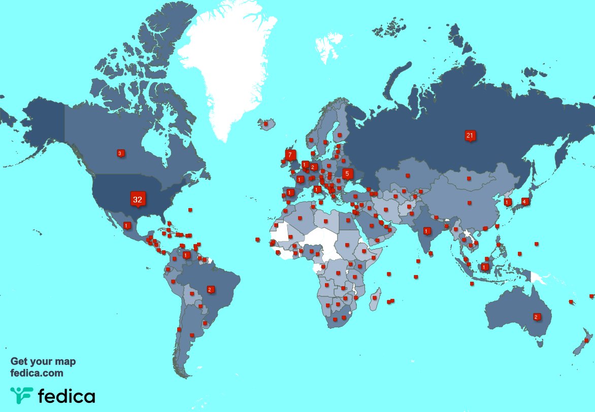 I have 13 new followers from Japan 🇯🇵, and more last week. See fedica.com/!yuriyko_eng