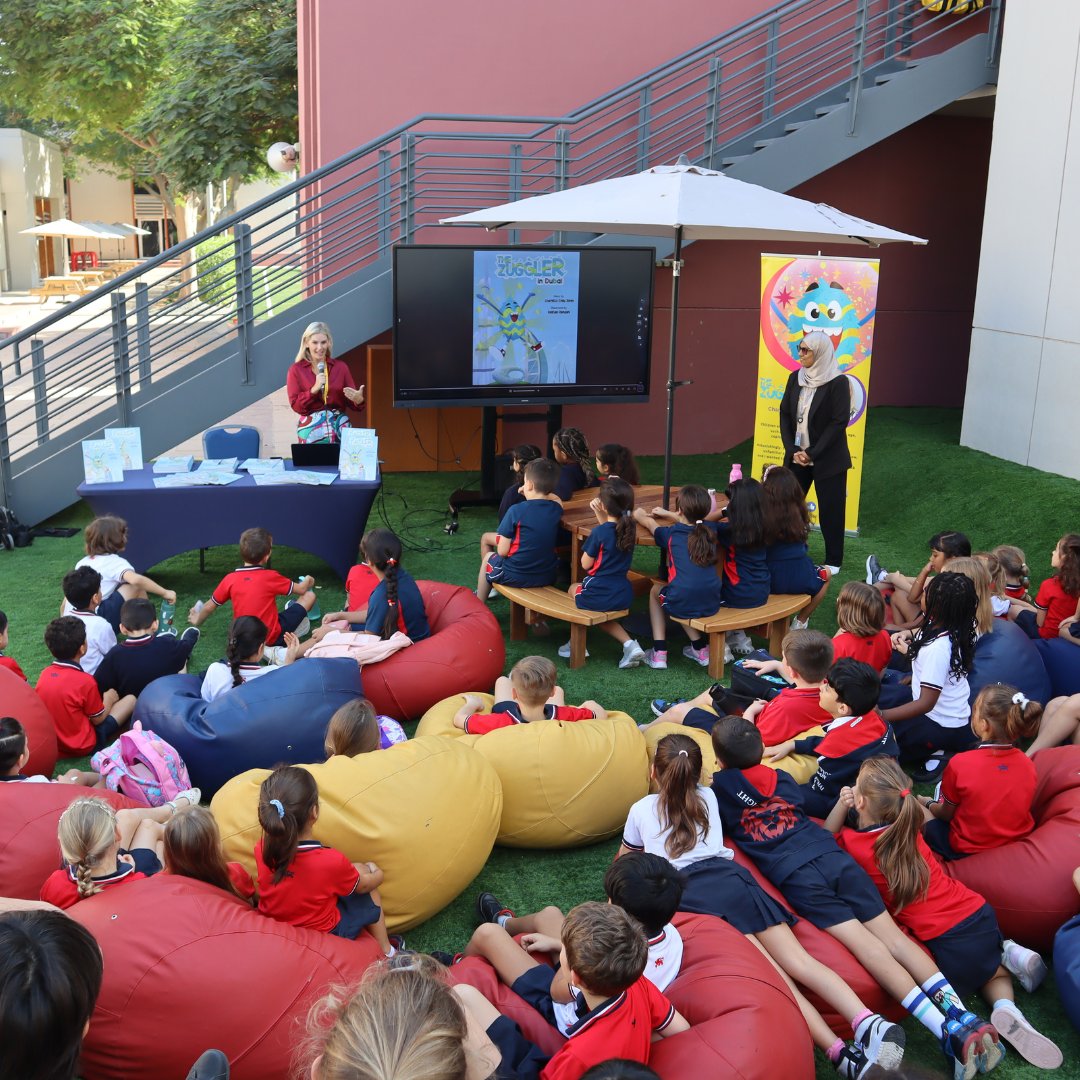 DwightSchoolDXB's tweet image. We had the pleasure of welcoming author Charlotte Jones, to Dwight School Dubai, to showcase her amazing story &quot;The Zuggler in Dubai&quot;. Students were captivated by the story and even had the chance to get their own copies signed! 

#SparkOfGenius #DwightSchoolDubai #IB