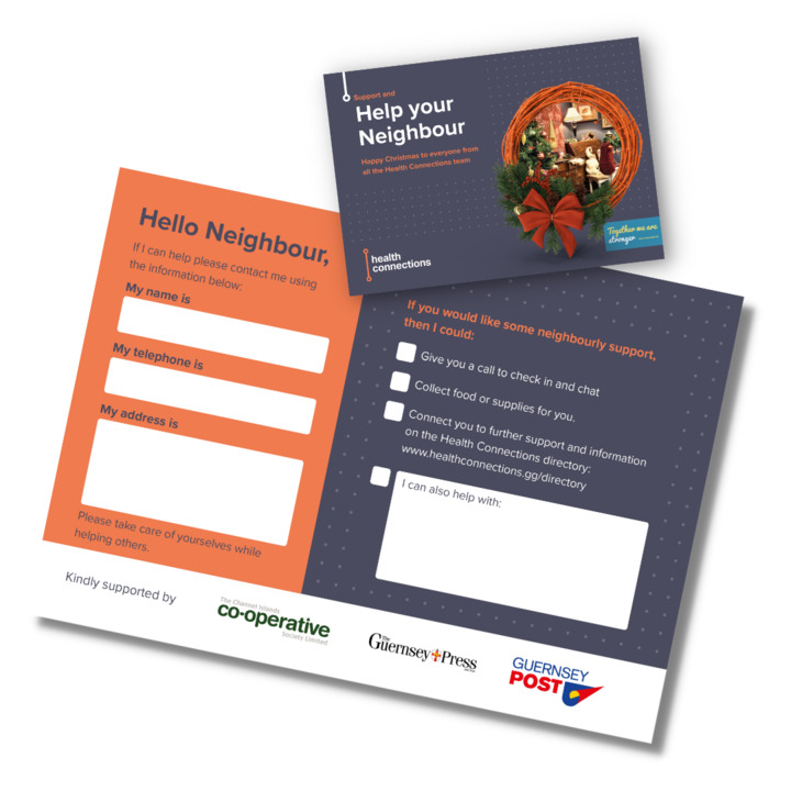 HealthConnectGG's tweet image. Together we can ensure everyone is connected to support as the days draw in and the weather gets colder.

Print our #HelpYourNeighbour flyer and post it in their letterbox: healthconnections.gg/wp-content/upl…

These can be collected from our shops.

@GuernseyPress @CI_Coop @GuernseyPost