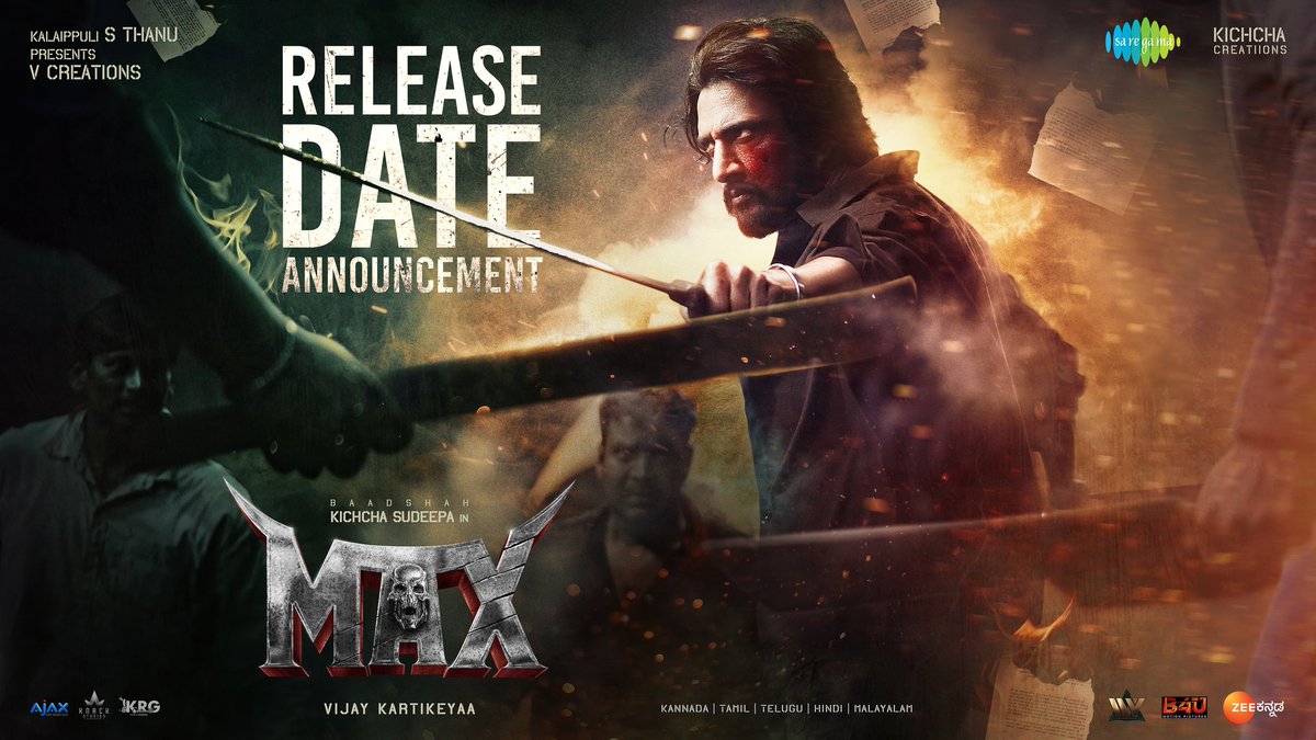 theVcreations's tweet photo. Get ready for the MAX'imum celebration this holiday season! 🎉🔥
The much-awaited release date announcement is finally here! 🎬 
Watch Now ▶️ https://t.co/fVLIxVQd54 #MaxTheMovie #Max

'BAADSHAH' @KicchaSudeep @Kichchacreatiin @vijaykartikeyaa @AJANEESHB @shekarchandra71 @ganeshbaabu21 @shivakumarart @dhilipaction @kevinkumarrrr @ChethanDsouza @saregamasouth #saregamakannada
@ZeeKannada @TSrirammt @Max_themovie @KRG_Connects @B4UMotionPics
@ivyofficial2023 @immusnaps #Kichcha46 #Kiccha46
