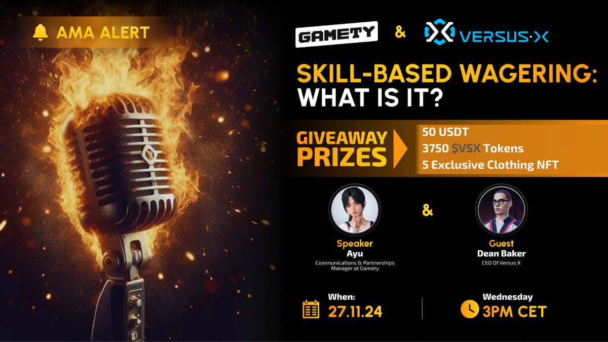 Versus-X (@playversus_x) on Twitter photo 🚨AMA Alert!🚨
We’ll be jumping on an exclusive AMA with
<a href="/gametyio/">G-AGENTS AI💎</a> later today.🎮
🏆Each of the 5 winners will receive:
💵 10 USDT
💰 750 $VSX tokens
👕 1 Exclusive Clothing NFT
Join us here: x.com/i/spaces/1yNGa…
👉Topic: Versus-X and skill-based wagering!
🗣 Speaker: 🚨AMA Alert!🚨
We’ll be jumping on an exclusive AMA with
<a href="/gametyio/">G-AGENTS AI💎</a> later today.🎮
🏆Each of the 5 winners will receive:
💵 10 USDT
💰 750 $VSX tokens
👕 1 Exclusive Clothing NFT
Join us here: x.com/i/spaces/1yNGa…
👉Topic: Versus-X and skill-based wagering!
🗣 Speaker: