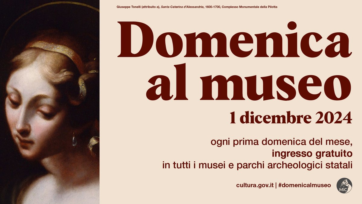🖼 #Cultura, torna #domenicalmuseo: il #1dicembre si rinnova l'iniziativa del #MiC che consente l'ingresso gratuito, ogni prima #domenica del mese, nei <a href="/museitaliani/">museitaliani</a> e nei parchi archeologici statali.

Per info ➡cultura.gov.it/domenicalmuseo