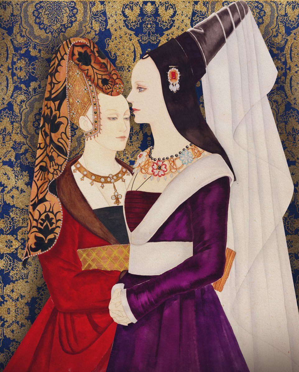 Heqijn's tweet photo. Medieval Dreams～🧡💜

#renaissance #middleages #valois #frenchqueen #queenoffrance #westerneuropeanwomen #historicalcostumes #historicalwomen #charlesvi #joanofarc #thelastduel #watercolorpainting https://t.co/yYykCreweF