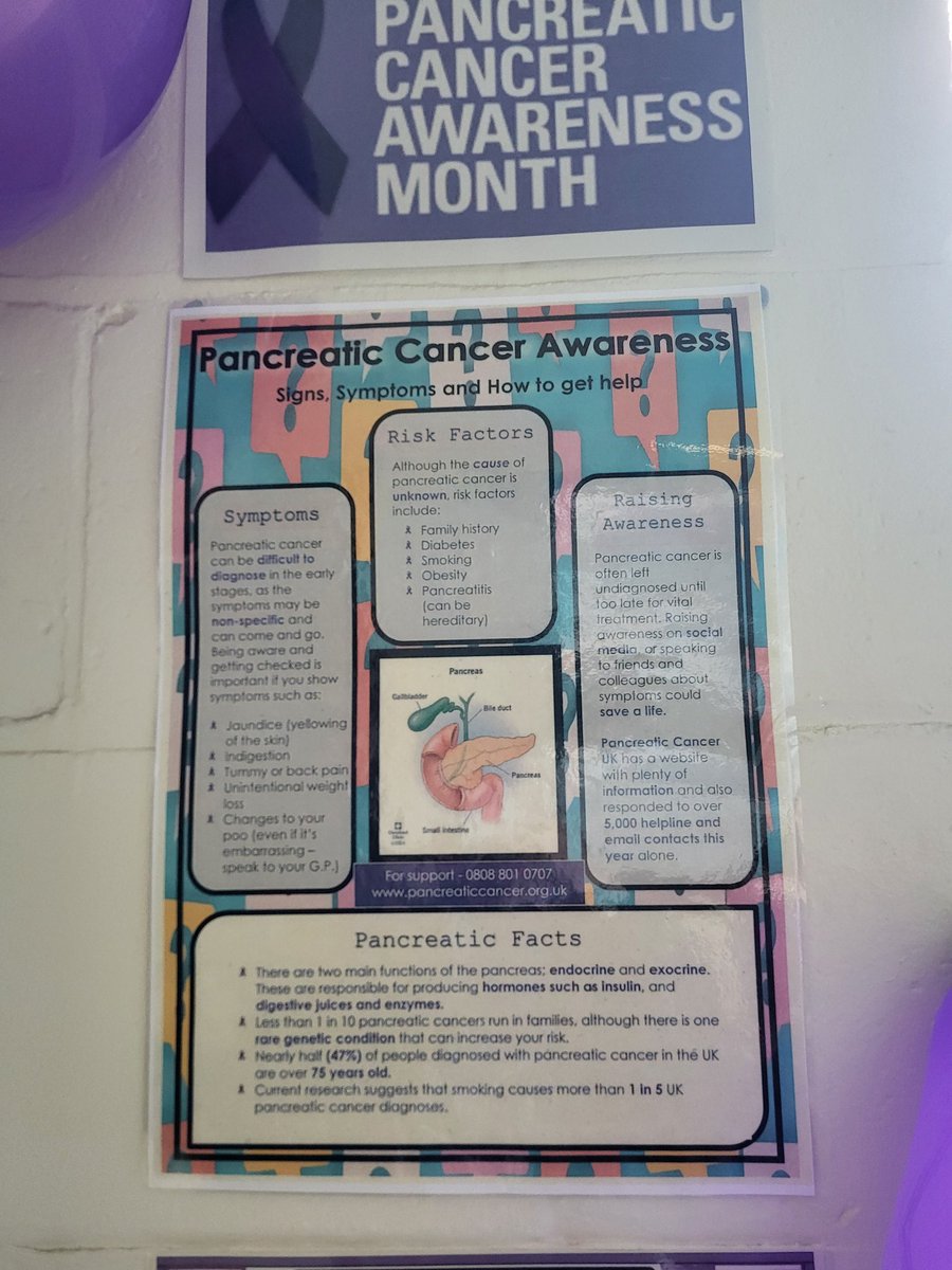 Concluding our #pancreaticcancerawarenessmonth,   one of our patients on our gastro ward won our competition! Congratulations to sophie. We also gave a special thank you to Ward D1, who help us look after our patients so well. Thankyou 💜