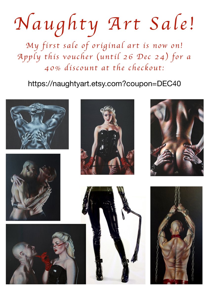My #etsysale is now on!  Offering for the first time 40% discount for UK customers off my original #fetishart.