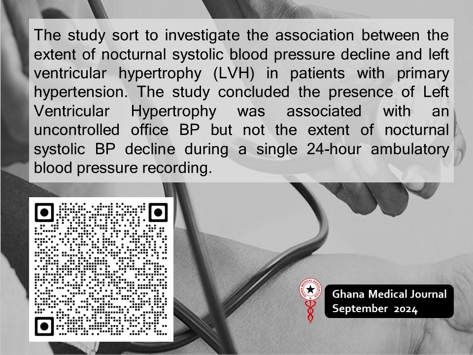 Ghana Medical Journal (@ghanamedj) on Twitter photo Nocturnal blood pressure dipping and left ventricular hypertrophy among hypertensive outpatients in a Ghanaian hospital
ghanamedj.org/articles/Septe…
<a href="/ghanamedj/">Ghana Medical Journal</a>
<a href="/GhanaMedAssoc/">Ghana Medical Association</a>
<a href="/TheLancet/">The Lancet</a>
<a href="/TheLancetEndo/">The Lancet Diabetes & Endocrinology</a>
<a href="/AJOLinfo/">AJOLinfo</a>
<a href="/AJPPEditors/">African Journals</a>
<a href="/PHAssociation/">The Pulmonary Hypertension Association</a> Nocturnal blood pressure dipping and left ventricular hypertrophy among hypertensive outpatients in a Ghanaian hospital
ghanamedj.org/articles/Septe…
<a href="/ghanamedj/">Ghana Medical Journal</a>
<a href="/GhanaMedAssoc/">Ghana Medical Association</a>
<a href="/TheLancet/">The Lancet</a>
<a href="/TheLancetEndo/">The Lancet Diabetes & Endocrinology</a>
<a href="/AJOLinfo/">AJOLinfo</a>
<a href="/AJPPEditors/">African Journals</a>
<a href="/PHAssociation/">The Pulmonary Hypertension Association</a>