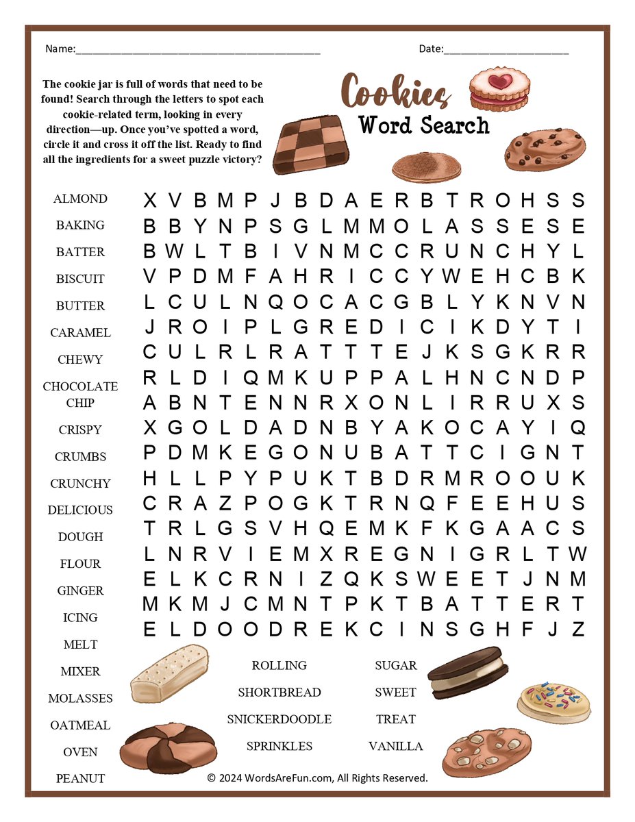Words_Are_Fun_'s tweet photo. Satisfy your sweet tooth with this delightful Cookies Word Search! I’ve sprinkled it with all your favorite cookie names and baking terms, making it a fun and tasty way to pass the time. https://t.co/uO3g0ouc9z #wordsearch #freeprintables #cookies #baking #Christmas #holidays https://t.co/NuAHa7G3Rw