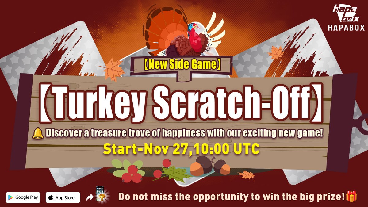 HapaBox's tweet photo. 🎉🦃 The wait is over! 🦃🎉
Our Turkey Scratch-off game has officially started! 🎰🔥

👉 https://t.co/Izy5m88du0

🎁 Scratch, win amazing prizes, and make this Thanksgiving extra special! 🍂✨

🕙 Starts NOW (Nov 27, 10:00 UTC) – Don’t miss out!

#HapaBox #HapaboxThanksgiving https://t.co/EVlXSuRrSm