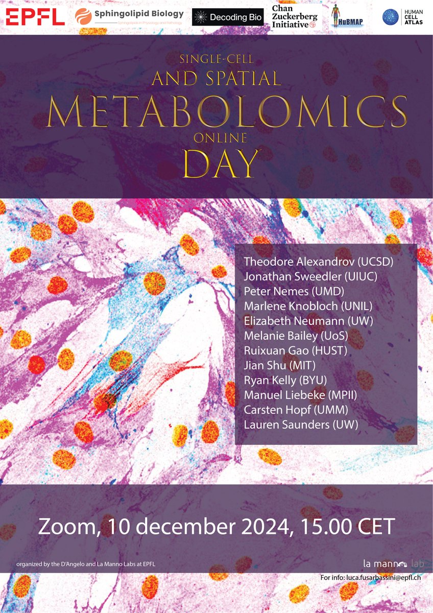 EPFL Life Sciences (@epflsv) on Twitter photo Interested in #singlecell and #spatial #Metabolomics? Then book your calendar for December 10th! – Our online, free event with <a href="/Gio_Dangel0/">Giovanni D'Angelo</a> <a href="/epflSV/">EPFL Life Sciences</a> will feature the major achievements of 2024
#Metabolism #omics #MALDI
Register: forms.gle/Fx8NoFBJvywHBH…
🧵1/5 Interested in #singlecell and #spatial #Metabolomics? Then book your calendar for December 10th! – Our online, free event with <a href="/Gio_Dangel0/">Giovanni D'Angelo</a> <a href="/epflSV/">EPFL Life Sciences</a> will feature the major achievements of 2024
#Metabolism #omics #MALDI
Register: forms.gle/Fx8NoFBJvywHBH…
🧵1/5
