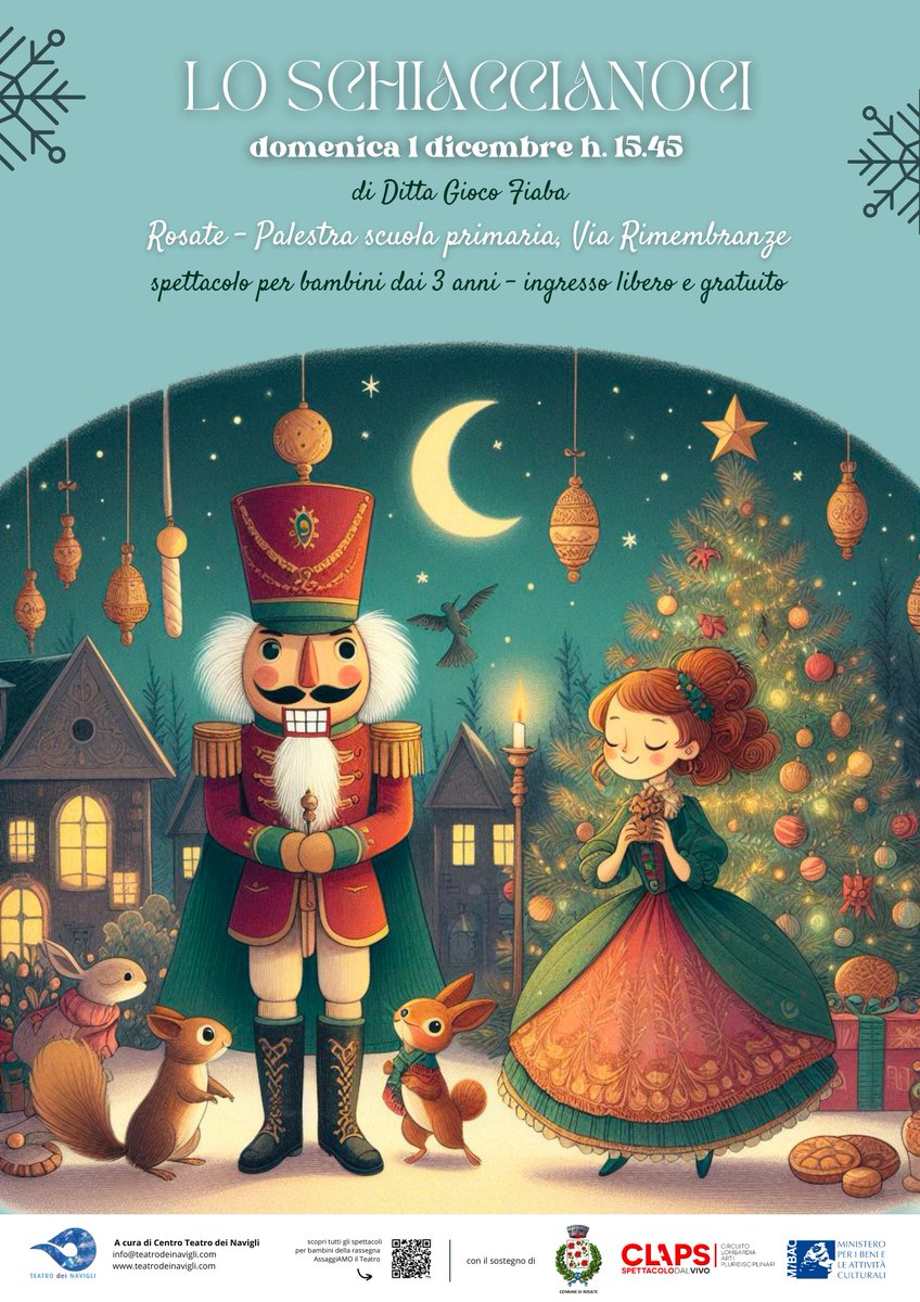 DOMENICA 1 DICEMBRE
h 15:45 - Palestra via Rimembranze a Rosate

assaggiAMO il TEATRO con LO SCHIACCIANOCI!

ingresso libero