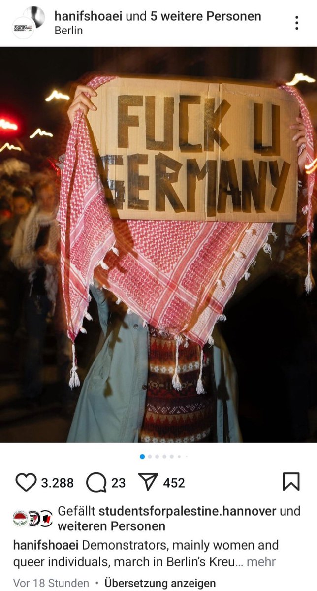 Ich will einfach nicht gezwungen werden, mit solchen Leuten in einem Land zu leben. Es geht ihnen nicht um die Palästinenser. Es geht um allgemeinen Hass auf den Westen. Auf unsere Art zu leben.