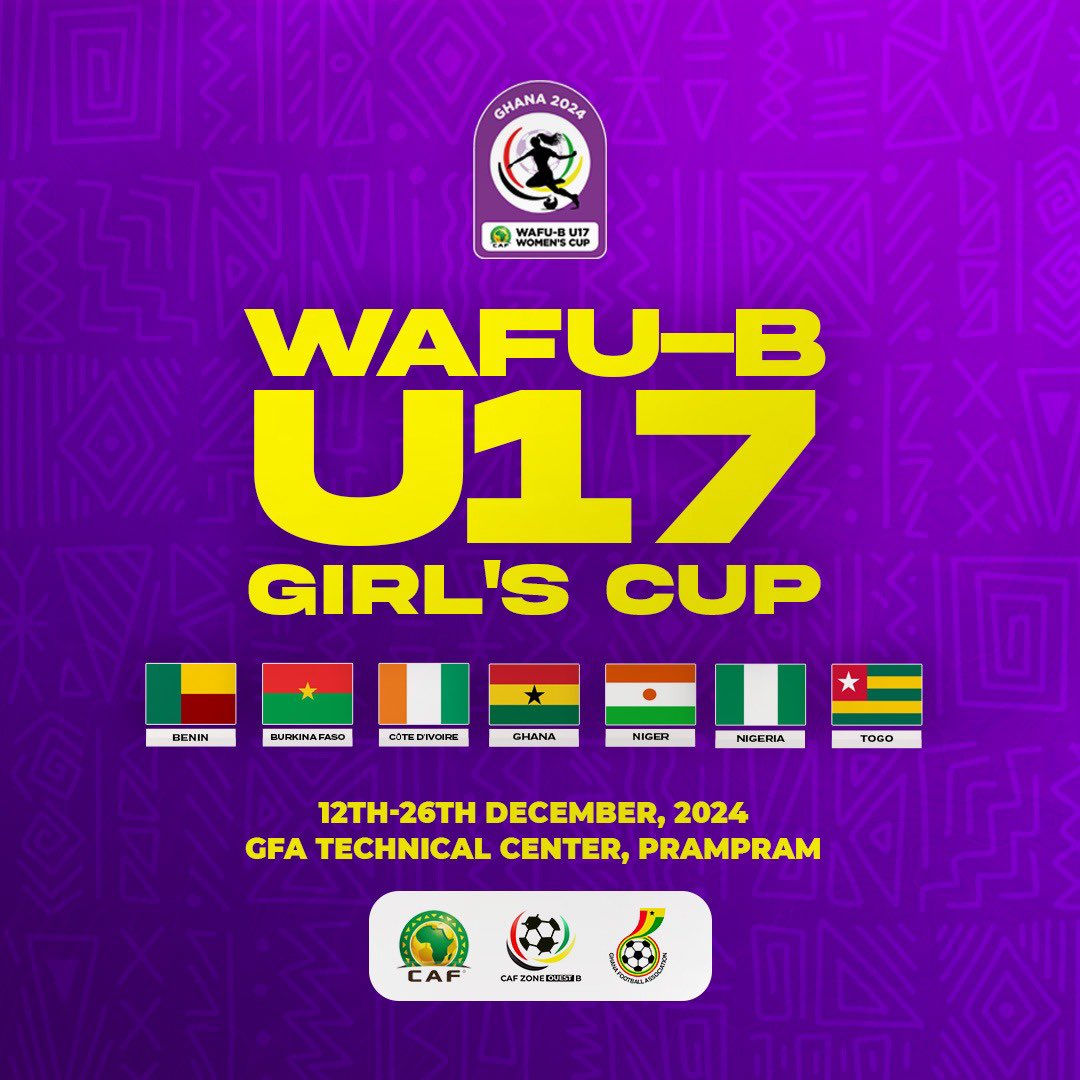 The Ghanaman Soccer Center of Excellence (GSCE) will host the 2024 WAFU Zone B U-17 Girls tournament, which will be staged in Ghana.

This will be the first edition of the tournament and will commence from December 12 to 26, 2024.

This year’s edition will feature Ghana’s Black