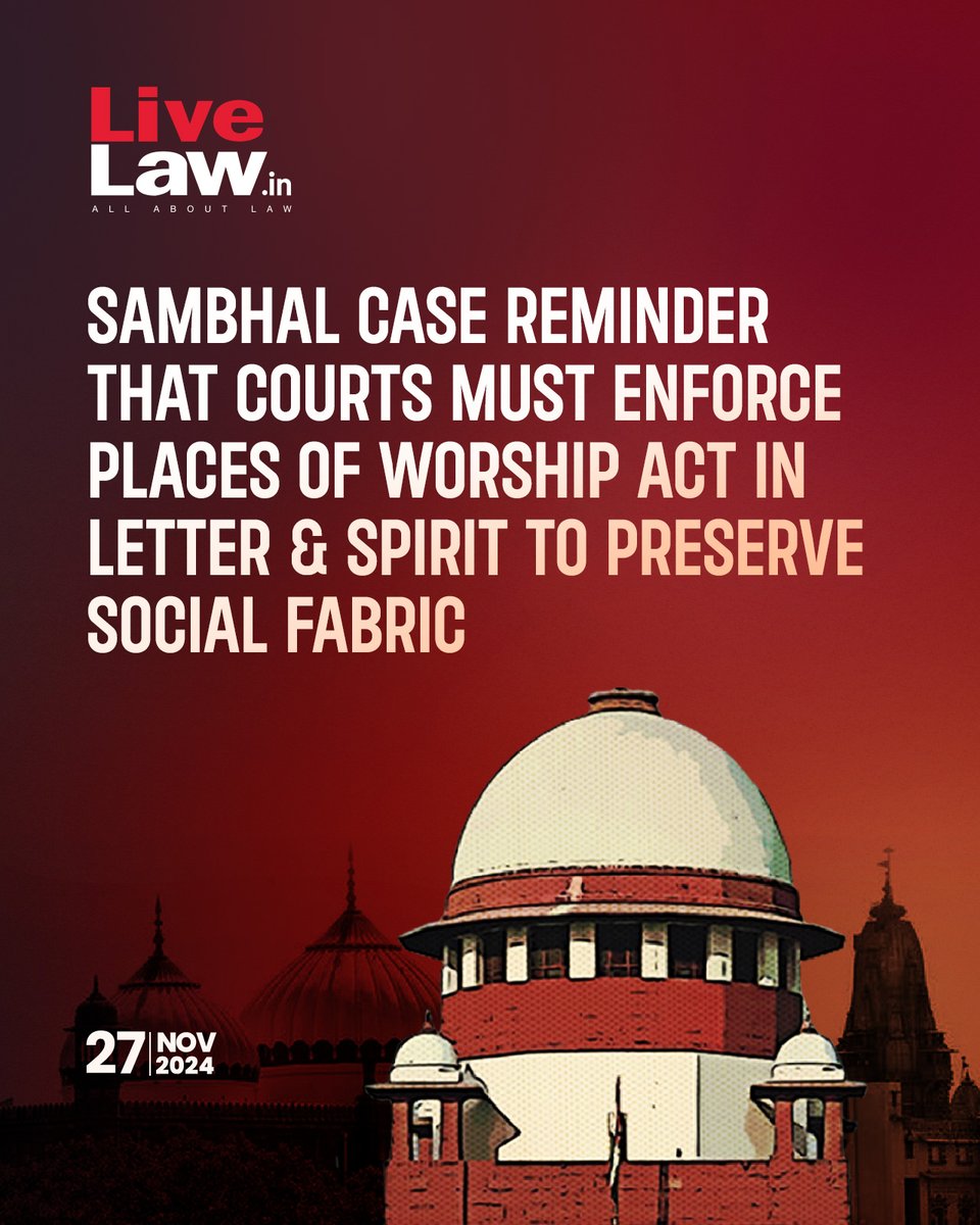 LiveLawIndia's tweet photo. The Supreme Court ought to give a conclusive pronouncement that the PoW Act cannot be circumvented under the guise of determining religious character.
Read more: https://t.co/42fhZVFhTO
#SupremeCourt #PlacesOfWorshipAct https://t.co/SoriZTN3NU
